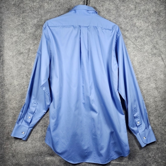 IZOD Wrinkle Free Twill Regular Fit Blue Buttondown Long Sleeve Shirt Size 16 - Picture 2 of 9